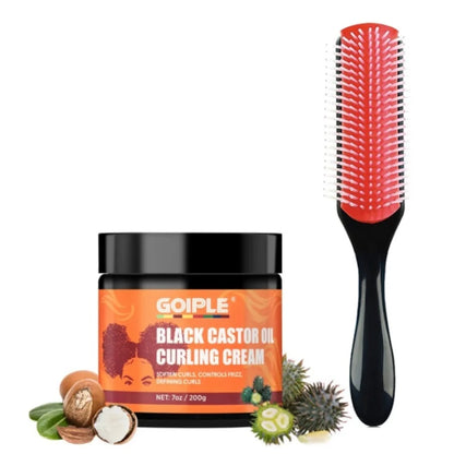 200g Black Castor Oil Curling Cream / Balm with Brush