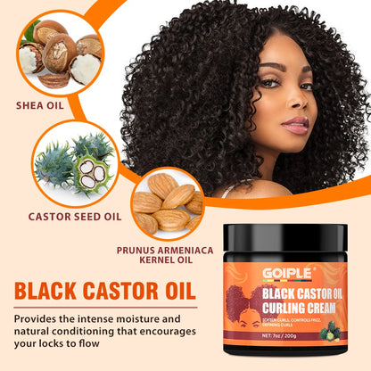 200g Black Castor Oil Curling Cream / Balm with Brush