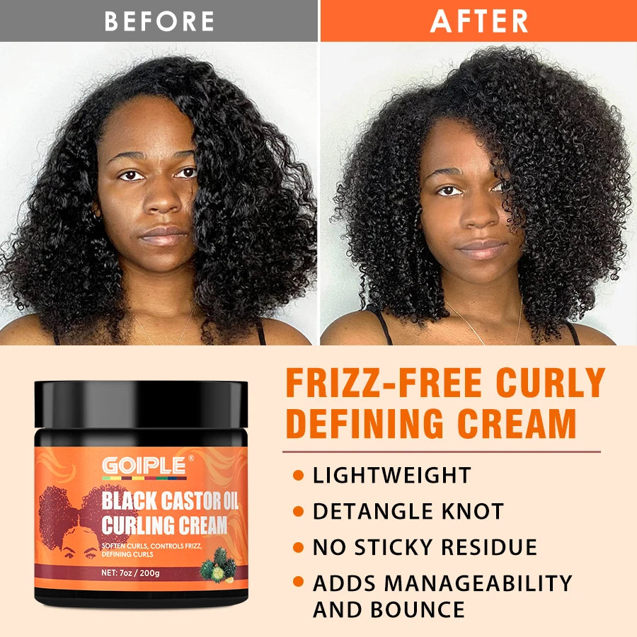 200g Black Castor Oil Curling Cream / Balm with Brush