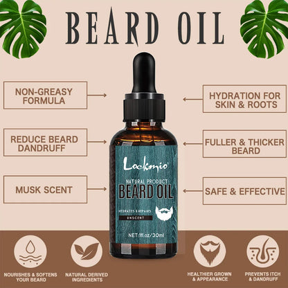 2pcs/Set 30ml Unscented Beard Oil with Comb